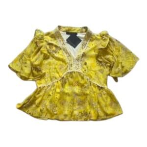 NWT Marc New York Yellow Peplum Top Size Small